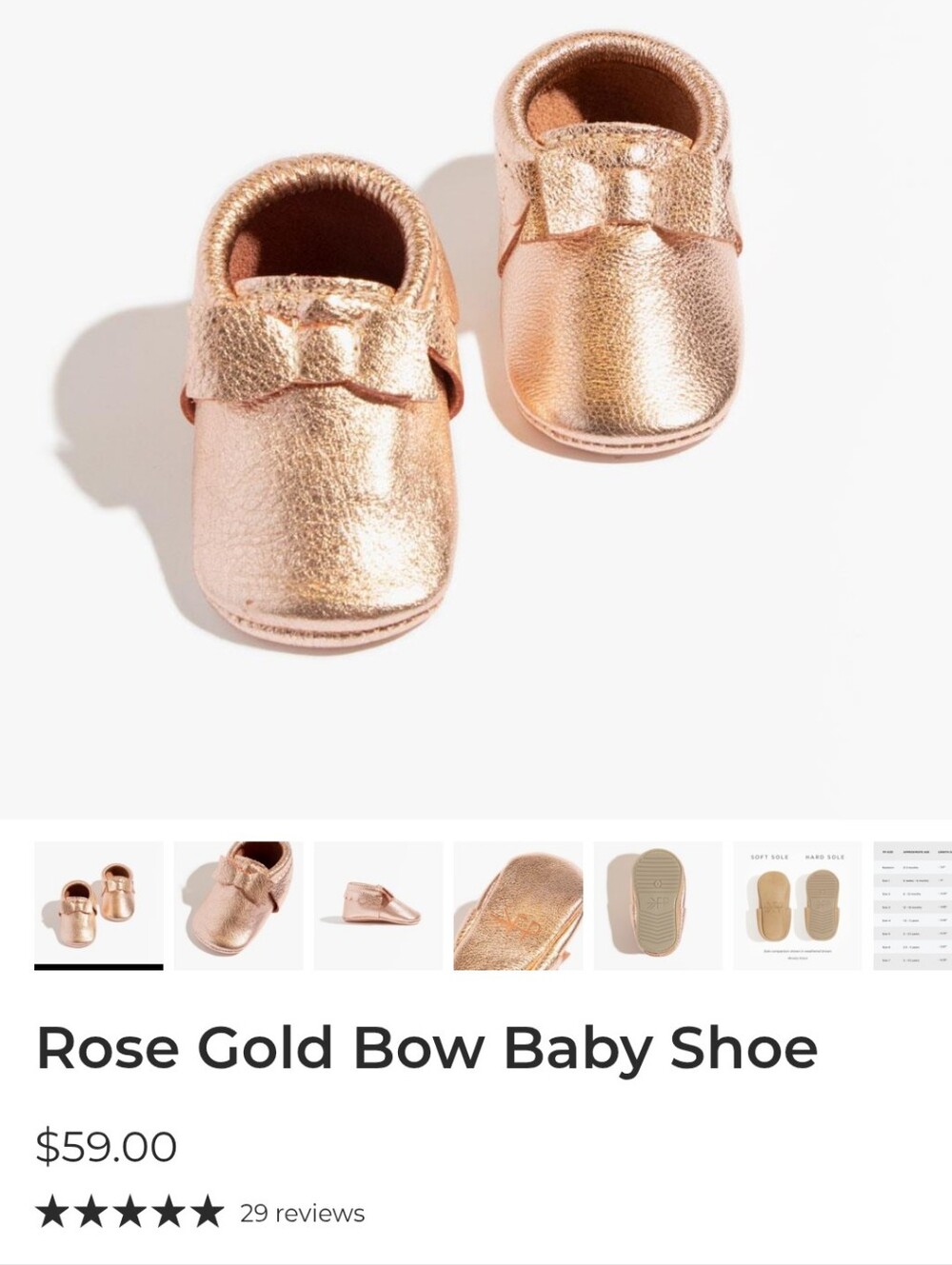 Freshly Picked Sz 5 Rose Gold Leather Baby Shoe